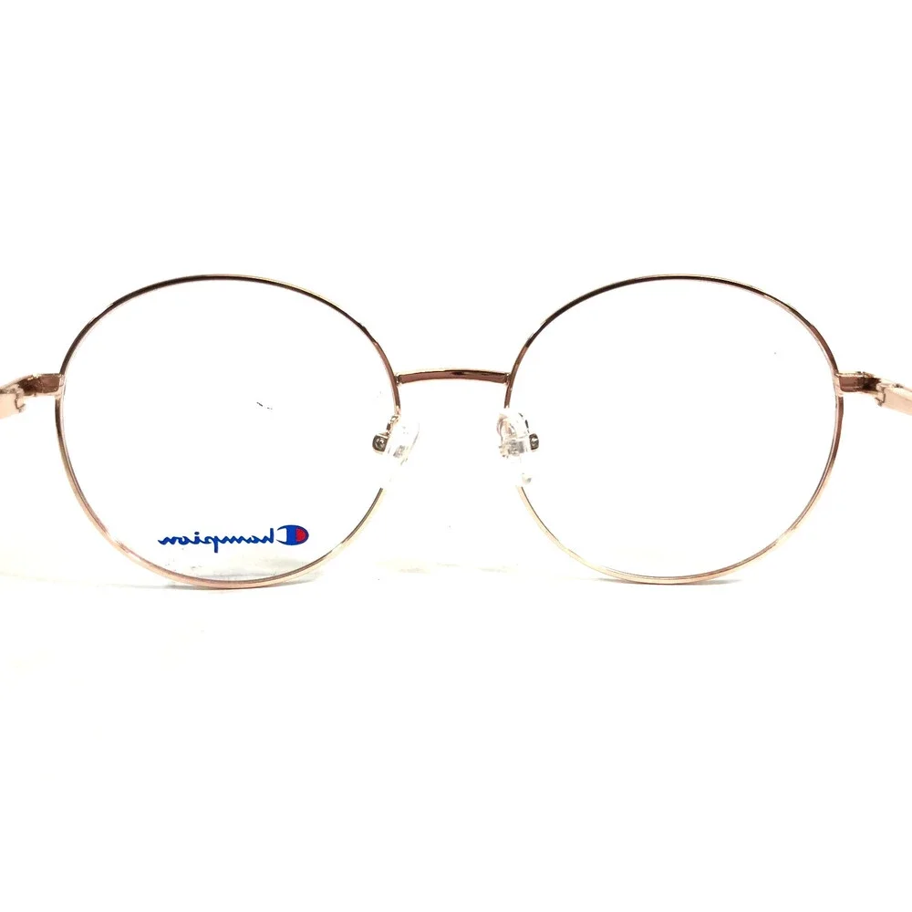 Champion Eyeglasses Frames REAL C02 Blue Rose Gold Round Wire Rim 54-18-135